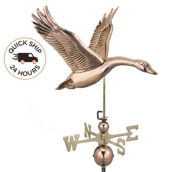 Feathered Goose Weathervane sculpture Copper Flying directional art